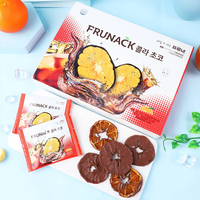 Шоколад FRUNACK COLA (12 шт.), изготовленный из корейского Чеджу-мандарина, сушеный оранжевый и Кола-шоколад