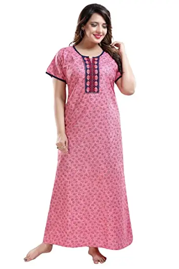 Top Selling Best Quality Cotton Printed Full Length Beautiful and Simple Nighty Maxi Dress for Girls and Women at Best Price