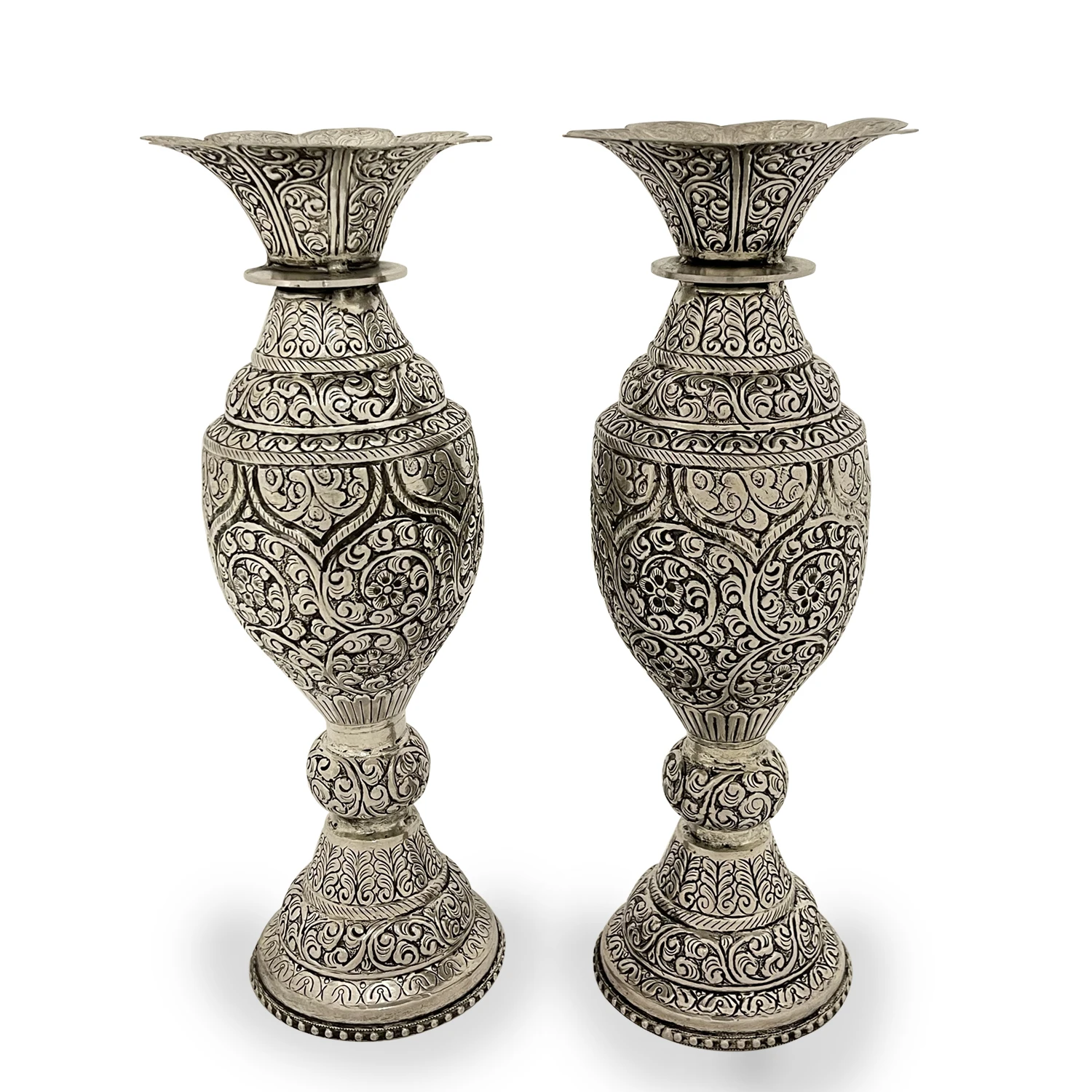 Best Selling Silver Antique Decorative Flower Vase 9.5 Inch Handcrafted Products Manufacture in India Wholesale Prices