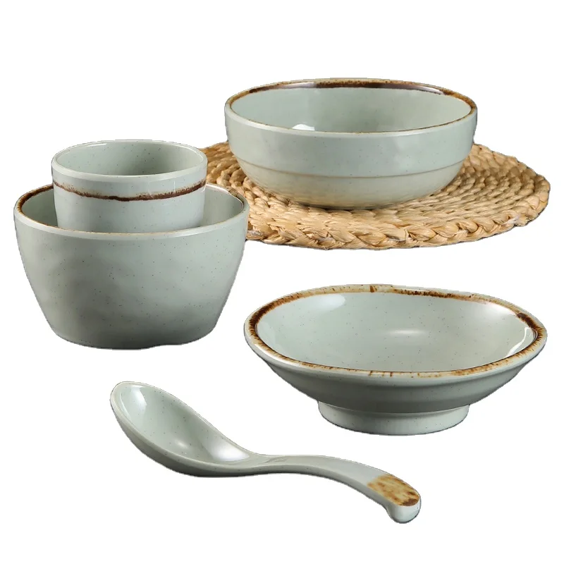 Unbreakable custom bowls sets dinnerware modern vaisselle en gros dinner melamine plates soup bowl