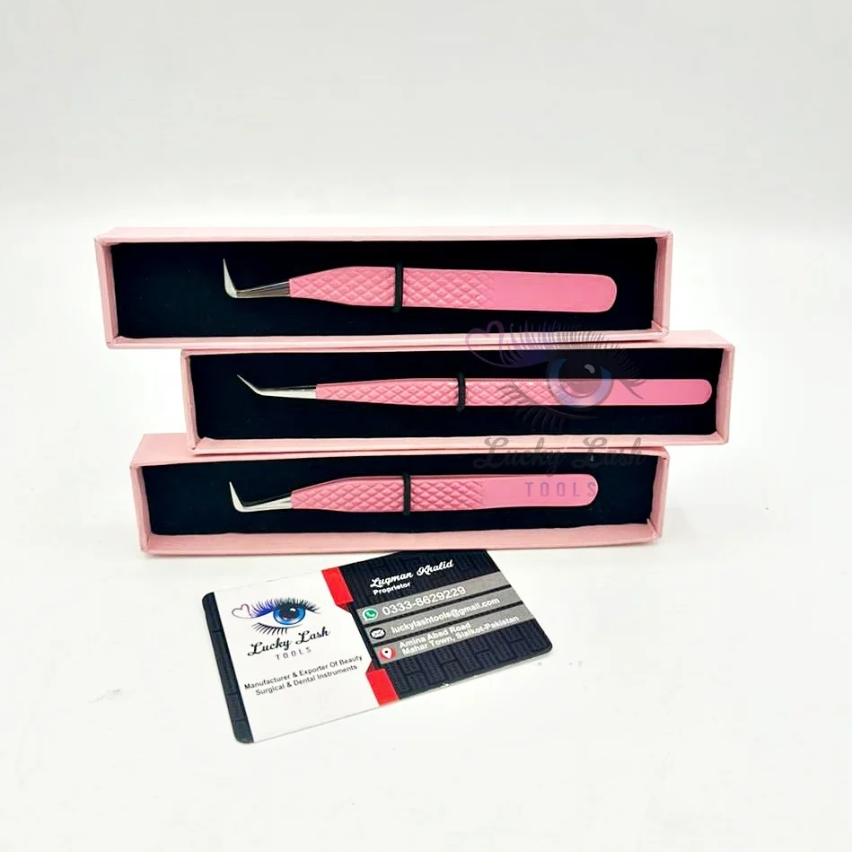 45 Degree Large isolation and short boot eyelash extension tweezers with box private label tweezers eyelash extension lash tool