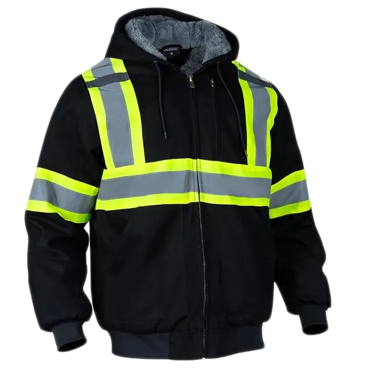 Custom Logo Wholesales Construction Winter High Visibility Long Sleeve 3M Fluorescent Work Men Safety Reflective Jacket