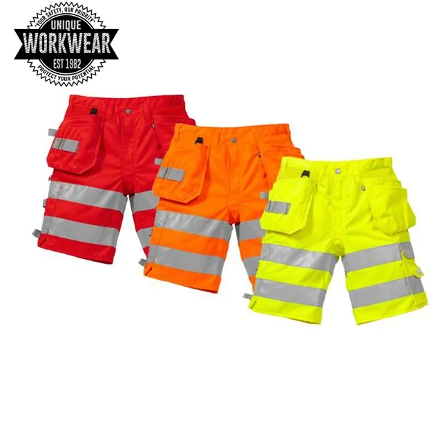 Wholesale Men Work Wear High Visibility Construction Roadway Workwear Safety Reflective Shorts For Men