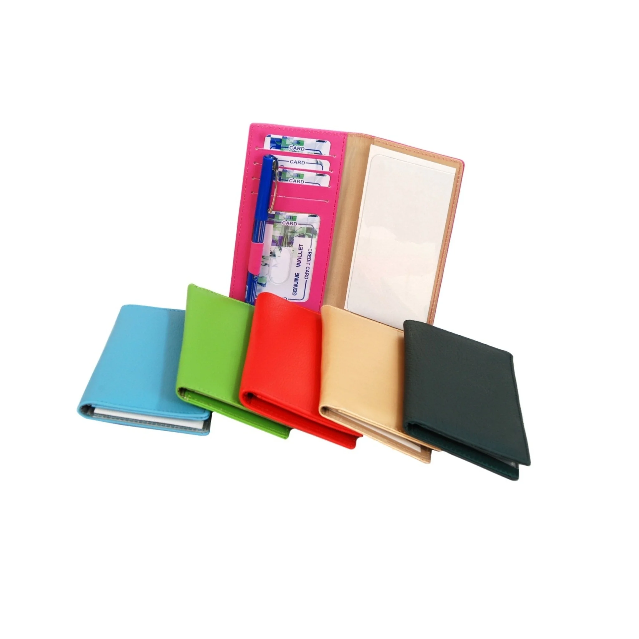 2024 New PU Leather Checkbook Holder with Pen/Card Holder in Pink Color