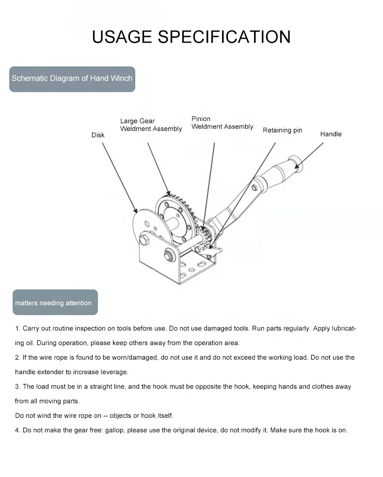 Manual Lifting Hand Break Winch Boat Trailer Lever Hand Winch