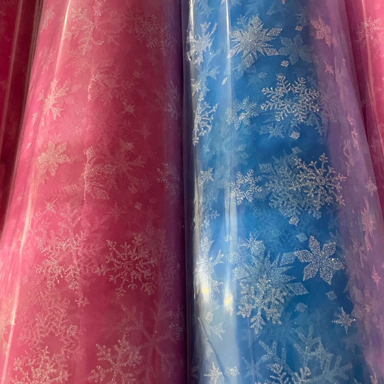 Snow Patterned Glittered Tulle (Elsa Tulle) , %100 PES, 3 meters width