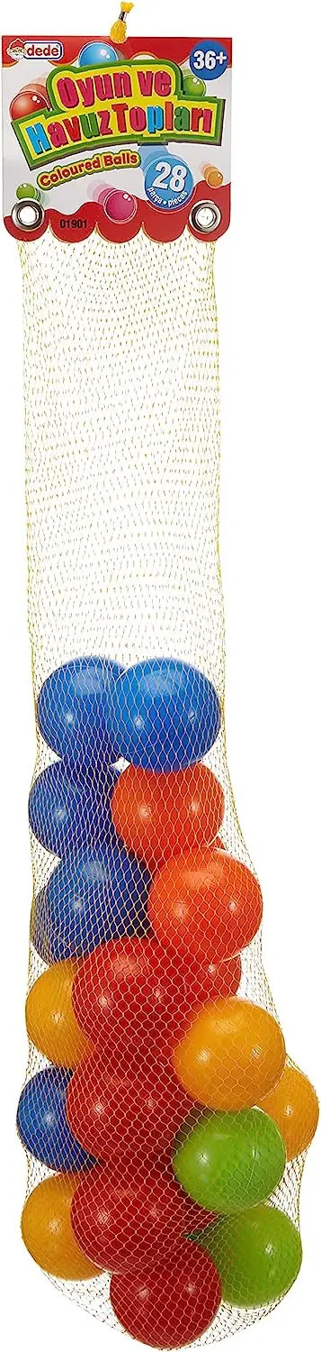 Beach and Pool Balls 28 Pieces 7 cm Game And Fun Toys in a Bag Ocean Ball Pit Indoor and Outdoor Play Plastic Various Colours