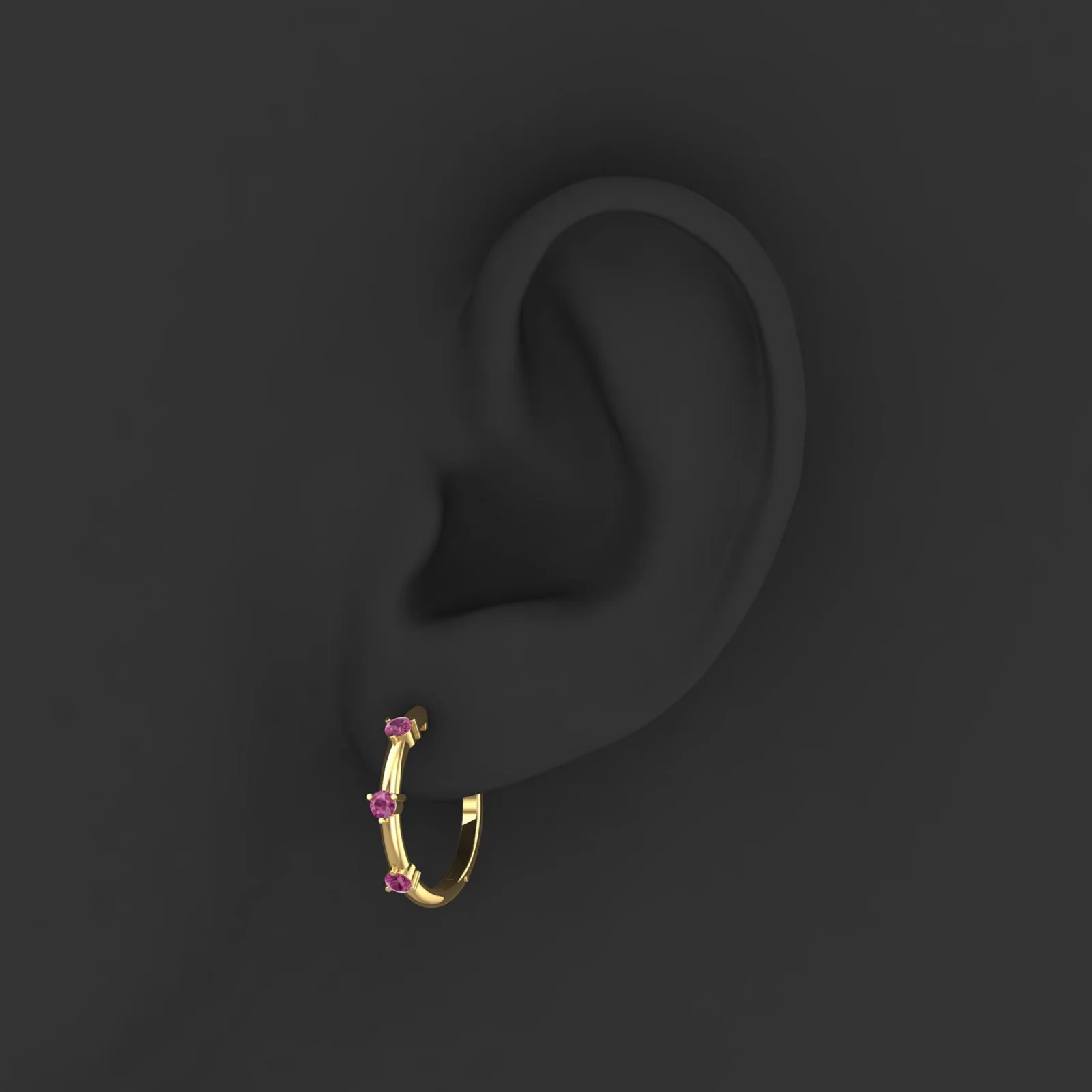 Trendy Natural Pink Tourmaline Hoop Earrings Round Modern Trendy Gemstone Earrings For Women For Regular Wear 10K Gold H-VS