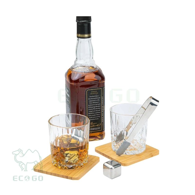 Bamboo Wooden 10-Piece Whiskey Set, Perfect Gift for Boyfriend, Whiskey Rocks for Perfect Drink
