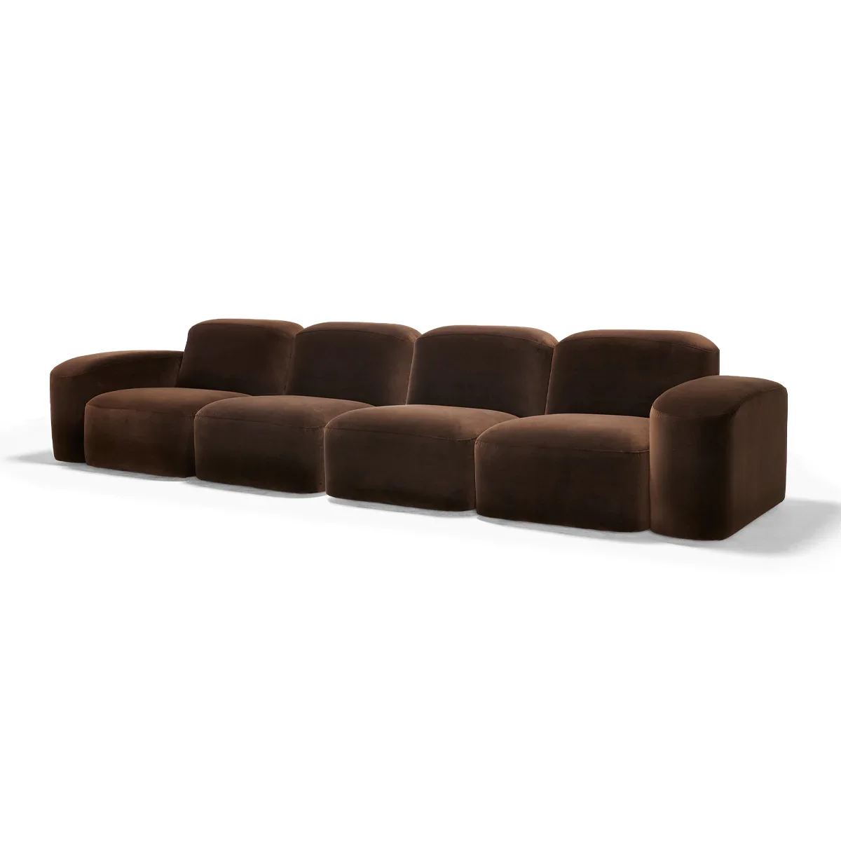 Chocolate Fabric Sofa Sets with Adjustable Ottoman Modular 4 Seat Living Room Sofa