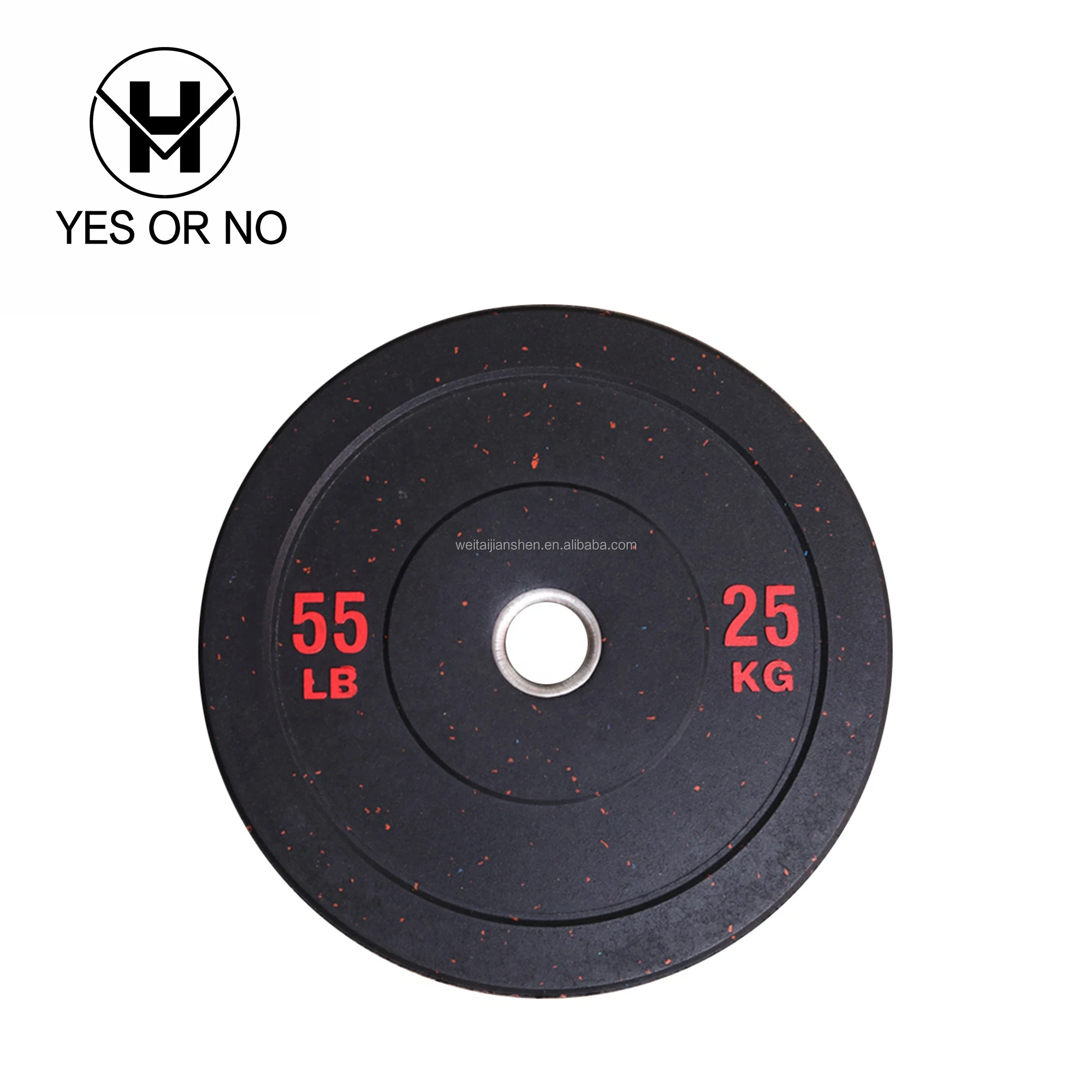 YES OR NO Factory Price Gym Weight Plate Custom Logo 10kg 15kg 20kg 25kg Rubber Buffer Plate