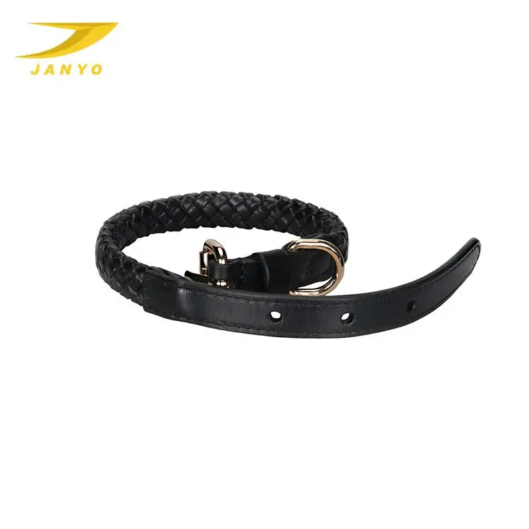 Genuine Leather Dog Collar OEM Wholesale Custom Luxury  Soft Braided Pet Collar Fashion High Quality Adjustable Dog Colar