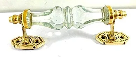 Best Quality Antique Style White Colour Crystal Cut Brass Door Handle for Cabinet Door Handle Available at Export