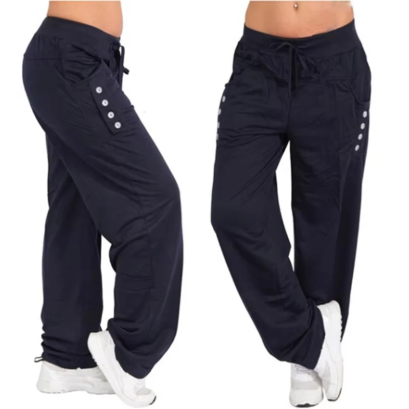 Custom Spring Loose Casual Pants Women loose fit Black Gray breathable   Female Jogger Trousers Plus Size Women Leggings