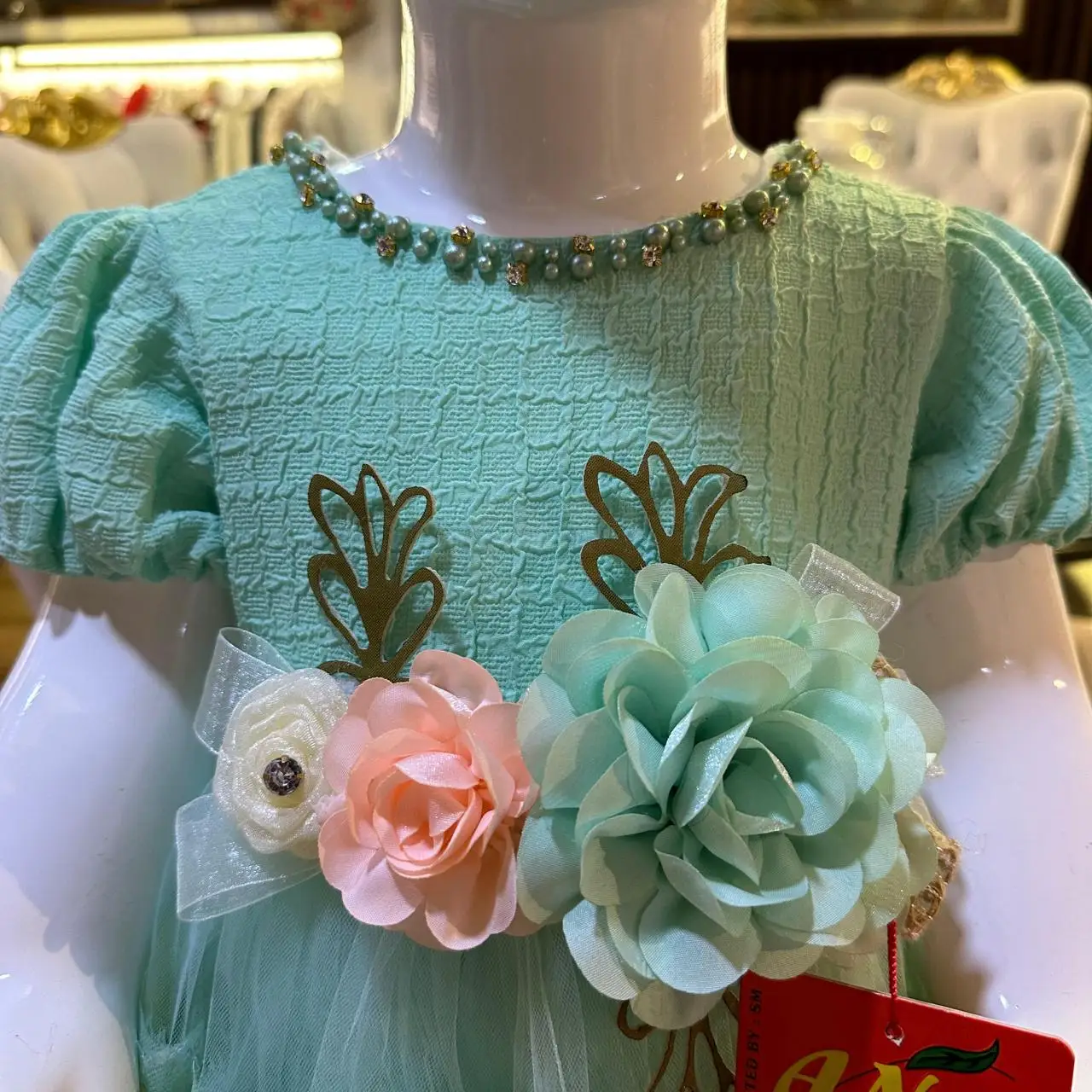 2024 new wholesale cotton printed bare shouldered kids girls stylish dress for children girls dress.