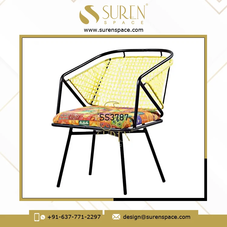 Indian Style Handcrafted Iron Plastic Cane Chair with Seat Available with Custom Logo at Affordable Market Price