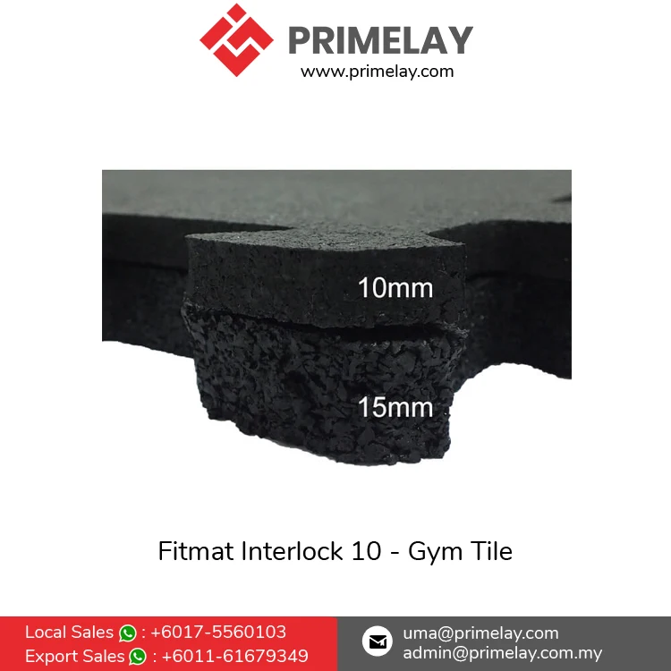 Easy Interlocking Pattern & Light Weight Workout Puzzle Rubber Flooring Mat | Fitmat Interlock 10 Gym Tile Supplier