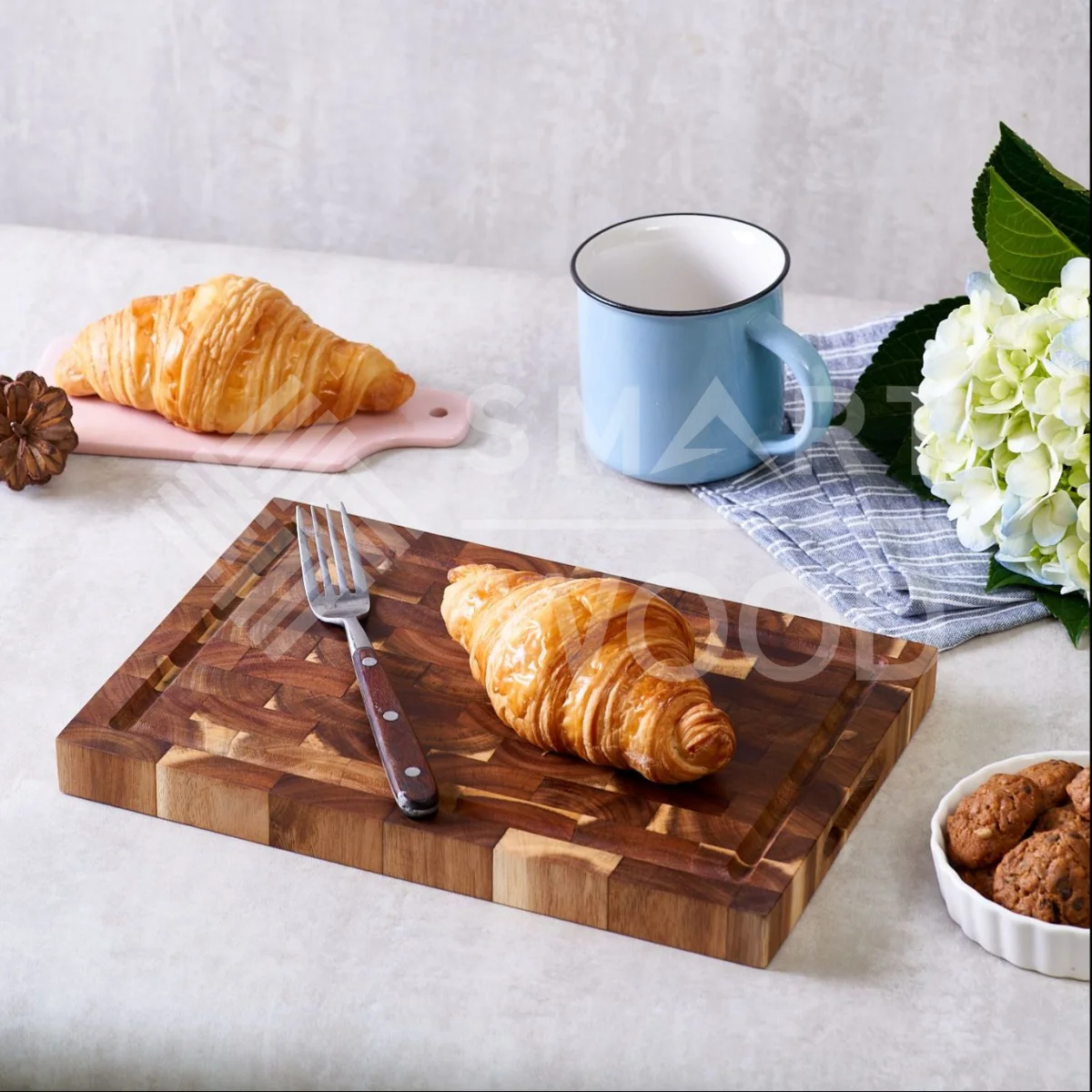 WHOLESALE PRICE FROM SMARTWOOD FACTORY WOODEN RECTANGLE SHAPE ACACIA  END GRAIN RECTANGLE CUTTING BOARD OEM STYLE
