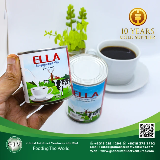 ELLA Evaporated milk with 2% protein for Coffee or Tea and Baking  best quality products from Malaysia 390g,500g,1kg.