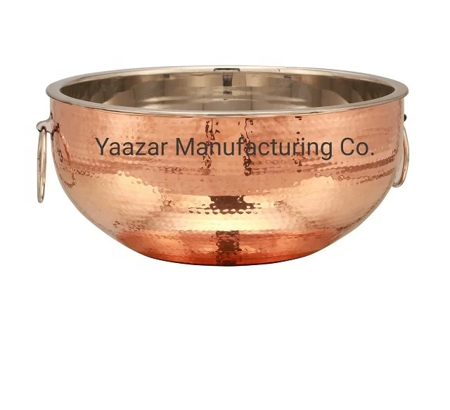 COPPER PLATED HAMMERED DOUBLE WALL STAINLESS STEEL BEVERAGE TUB Large Party Events Wine Buckets Plated Wine Chiller Ice Bucket