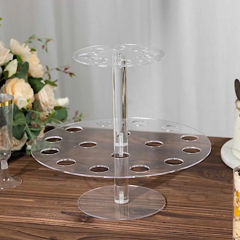 12 in Clear 2 Tier Acrylic Ice Cream Cone Holder Mini Dessert Display Stand Party Events Reception Decorations Supplies