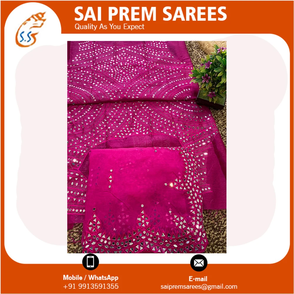 Trending Collection Pallu Saree Embroidery Multy Work With Blouse Banglori Silk With Front & Back both Side Work With Sleeves