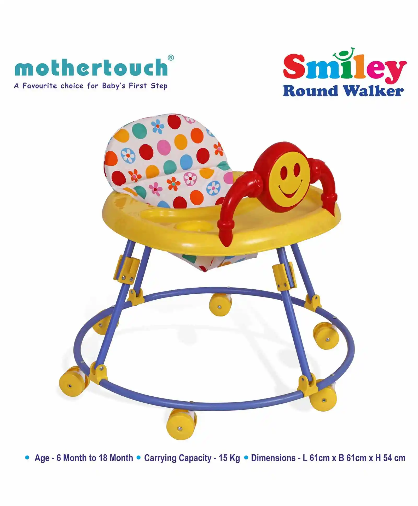 Elegant Cream Color Baby Activity Learning Smiley Round Walker Wholesale Baby Walkers Care Manufacturer From India