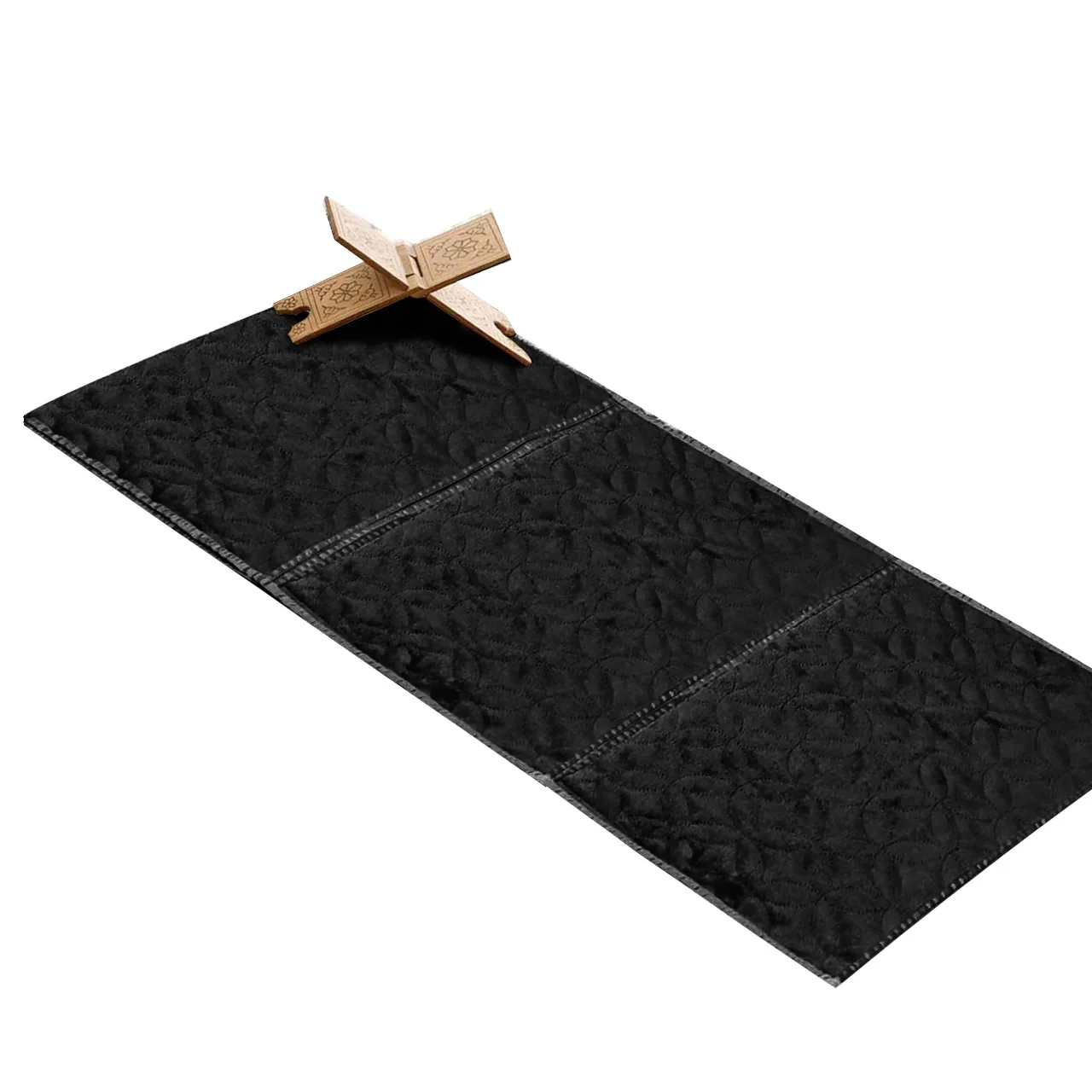 New Plain Foldable Rest Back Take Black Thick Prayer Mat Muslim Carpet Islam Foldable Prayer Mat With Back rest prayer mat sets