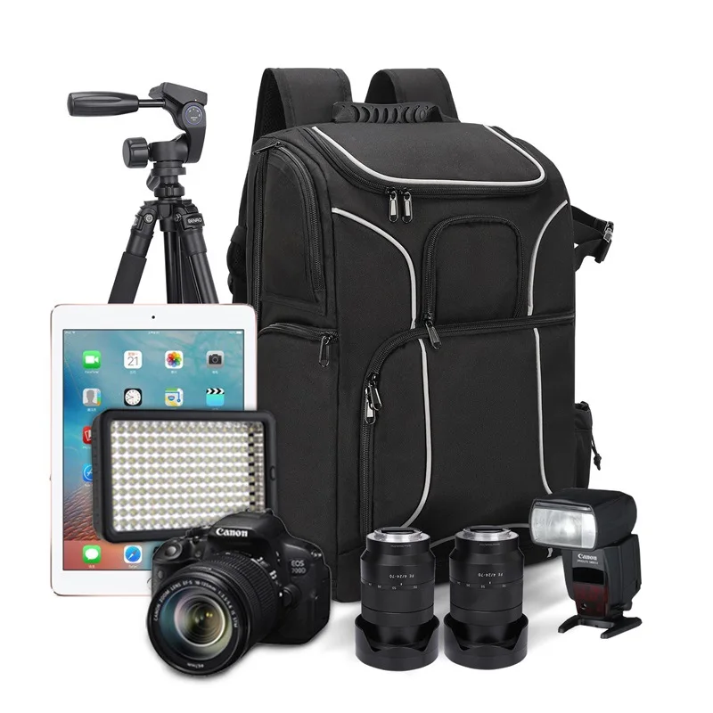 Camera Backpack Waterproof Photography Accessories Storage Bagpack with Lens Pouch and Tripod Holder Digital Camera Video Bag