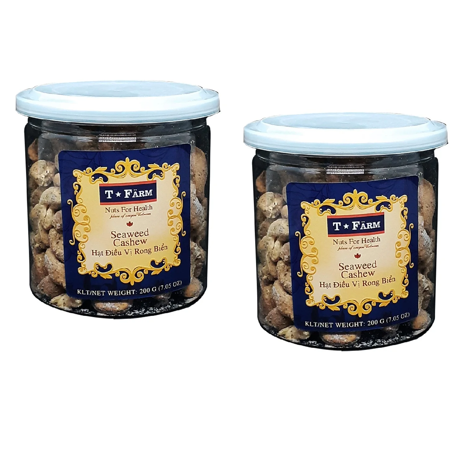 Delicious Wholesale COMMON Baked Dried T Farm Manufacturer Cashew Nuts Dried SEAWEED CASHEW T-FARM JAR 200GR From Vietnam