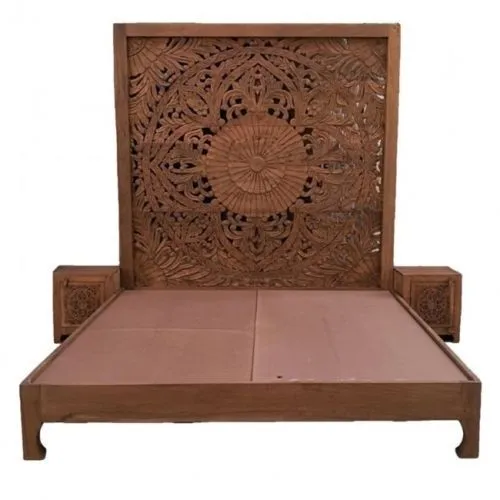 Wholesale High Quality Modern Luxury Antique Royal Bed Furniture American Living Room Premium Wooden Carved King Size Bed Frame