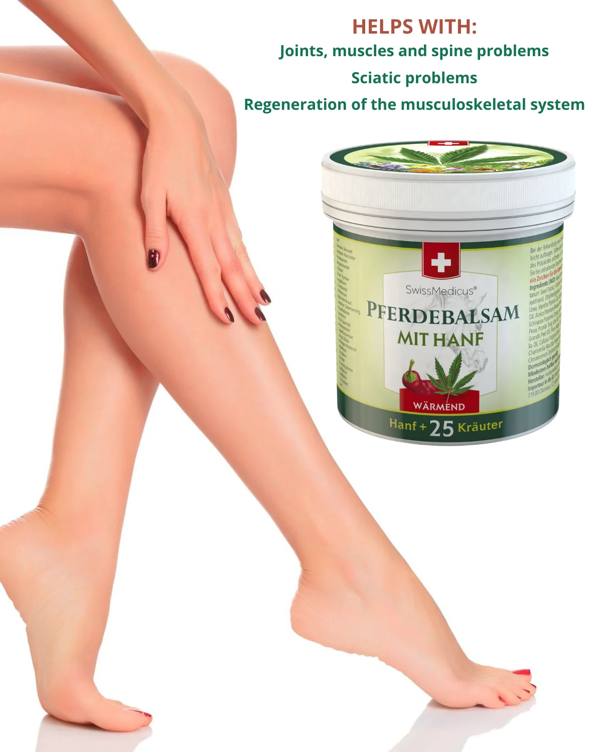 Amazon Best Seller SwissMedicus Pferdebalsam with hemp warming for joints & muscles, Swiss quality, Pain relief cream, 250 ml