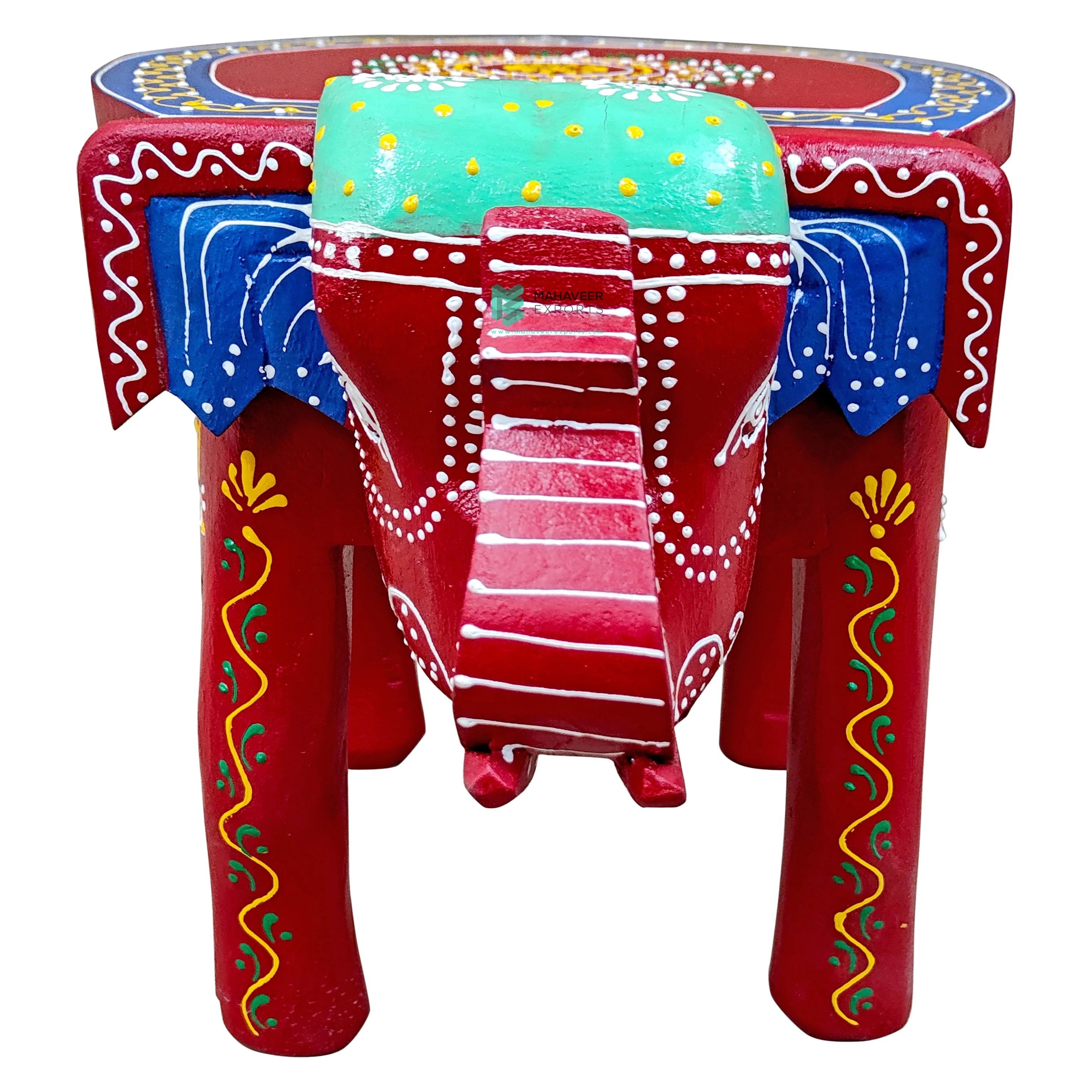 Best Selling Fine Hand Painted Wooden Elephant Stool Unique Designed Home Decor Furniture for Living Room / Drawing Room