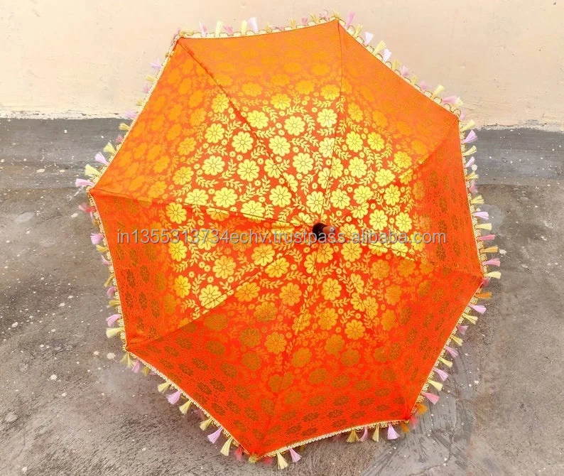 Indian Handmade Bohemian Indoor Outdoor Silk Fashion Multi Colored Ethnic Umbrella Parasol for decoration