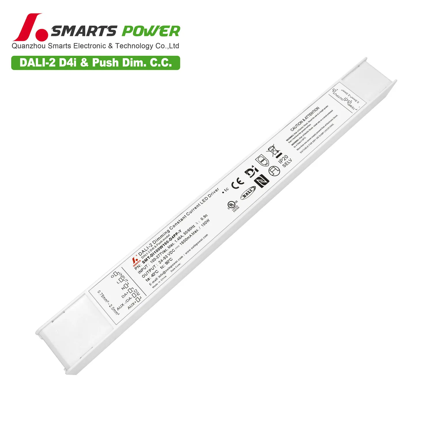 UL cUL DALI-2 D4i & PUSH dimming Intelligent Constant Current LED Driver 100W 24-93V LED power supply 1600mA