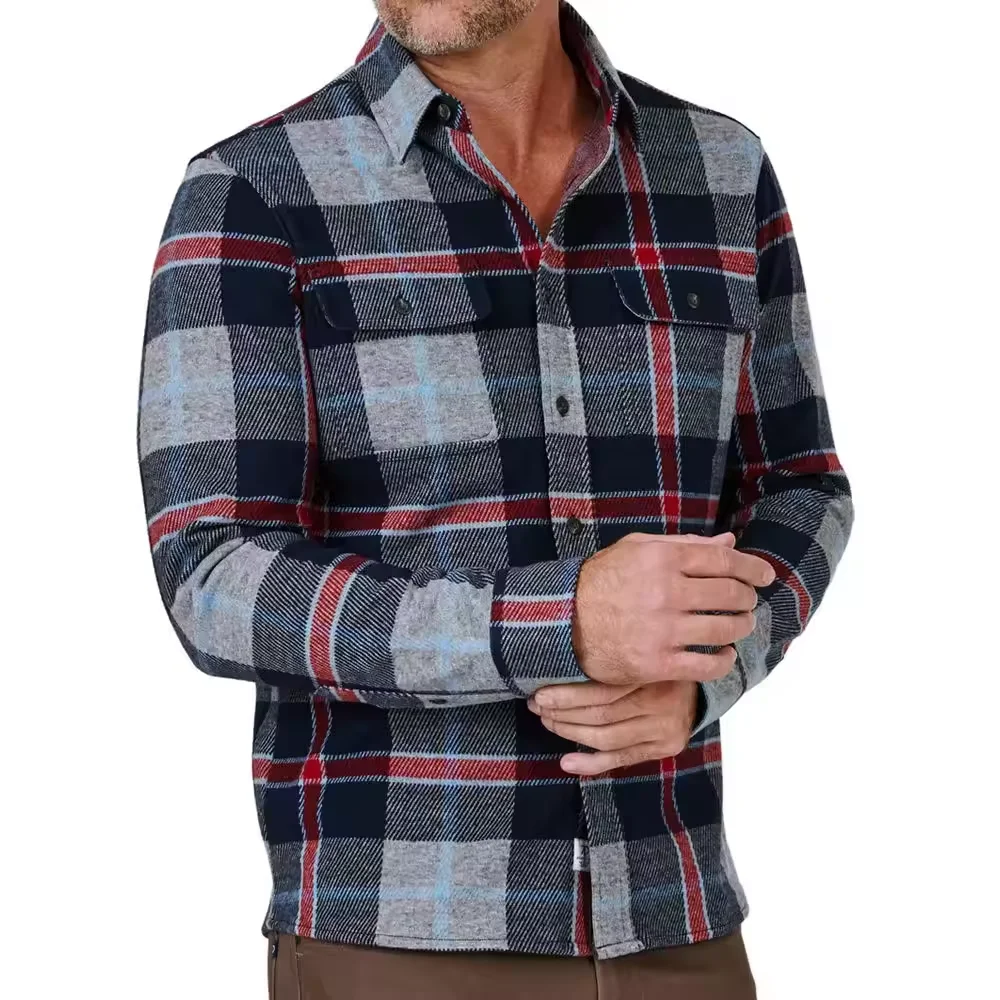 Buy Standard Fit Long Sleeve Plaid Checked Button Down Casual Men Dress Flannel Shirts For Men