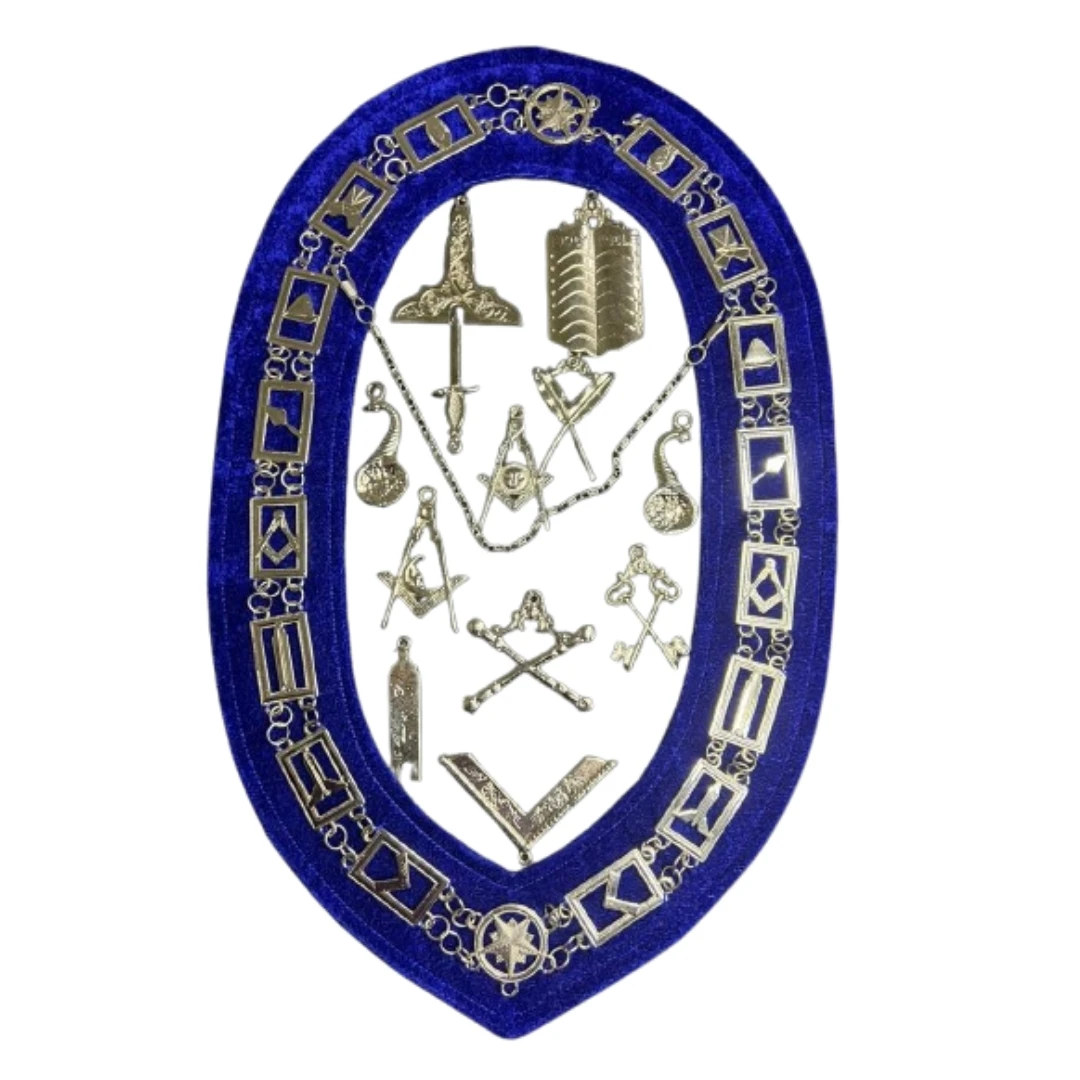 Masonic Freemasonry Regalia 33 Degree Wing Down Chain Collars Backing With Jewels