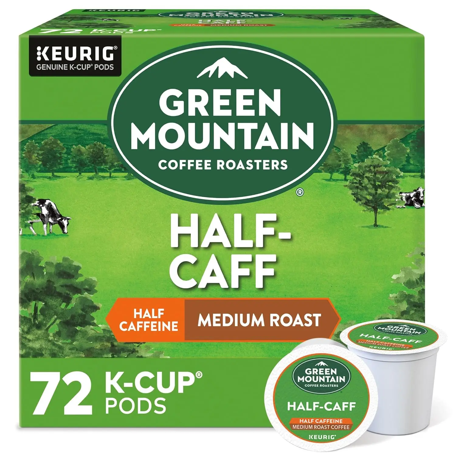 Half Caff Keurig Single-Serve K-Cup pods, Medium Roast Coffee, 72 Count (6 Packs of 12)