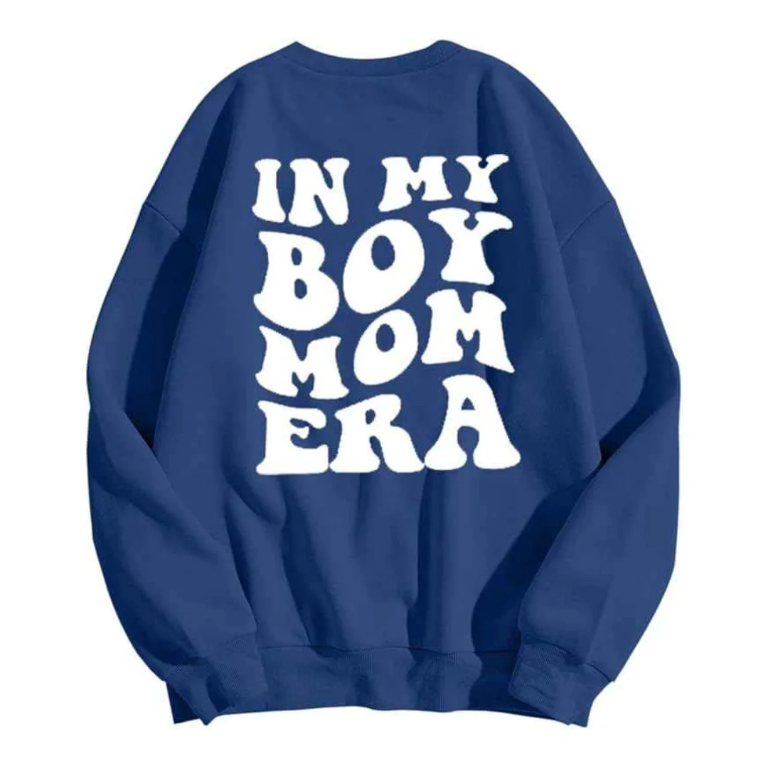 Buy Blue French Style Drop Shoulder Sweatshirt Oversized Loose Fit Women Winter Custom Logo Cotton Sweatshirts