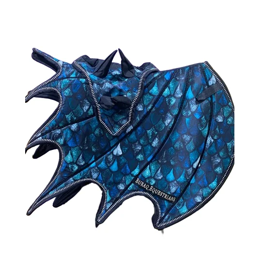 Premium Quality Handmade Dragon Scale Saddle Pad with Matching Ear Bonnet with Horns & Brushing boots for horse in Low Price