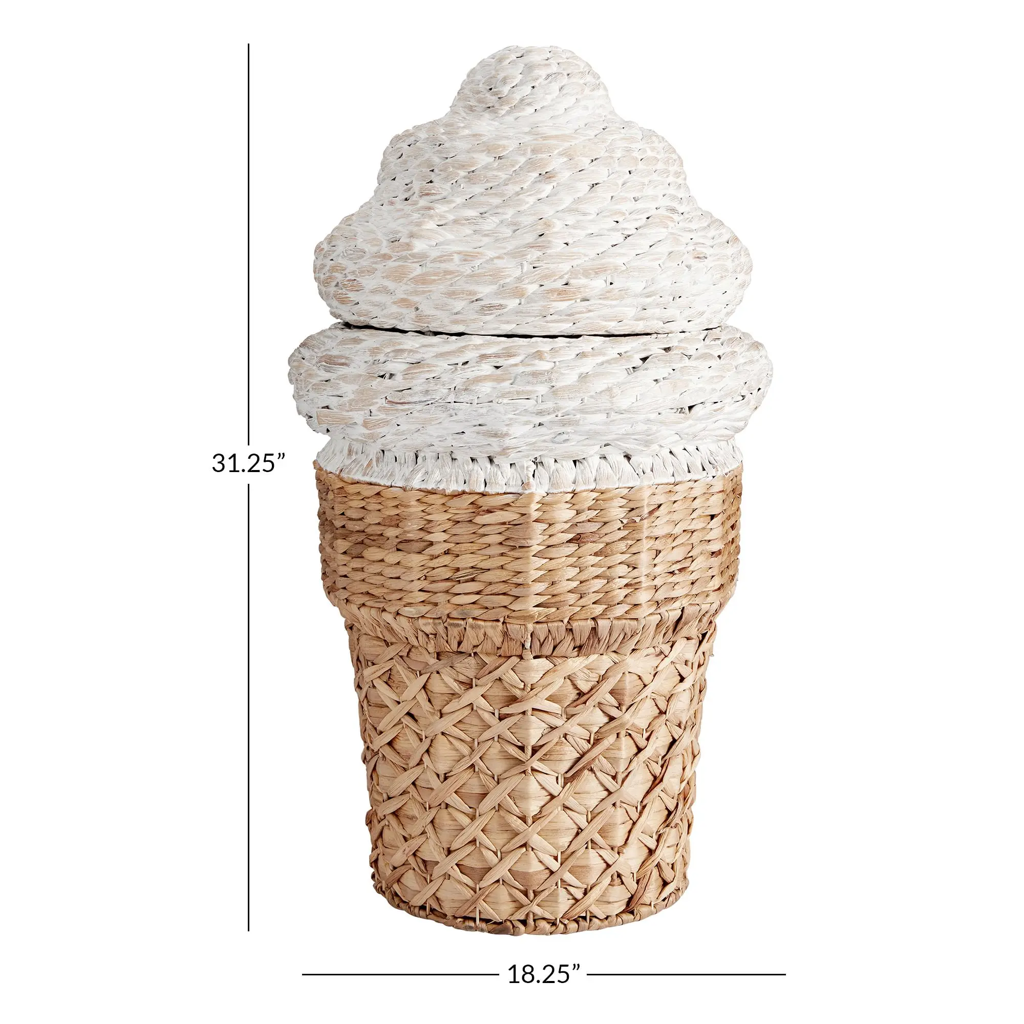 New Choice For Kids Water Hyacinth Ice Cream Cone Hamper Storage Basket for Kids Eco Friendly Kids Toy OEM in Vietnam Factory