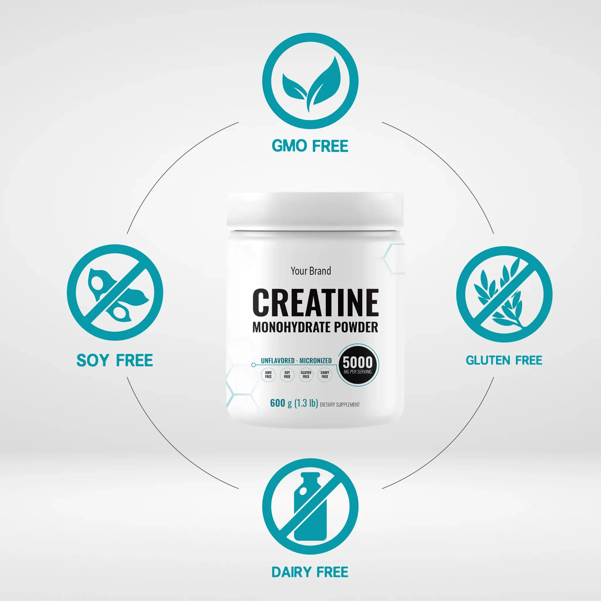 Private Label Creatine Monohydrate Powder Instant Drink Improved Strength Increased Lean Muscle Mass Enhanced Muscle Recovery