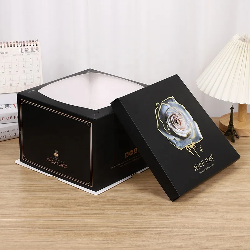 wholesale-cake-boxes number black craft paper cupcake window panelled box black and white cupcake box