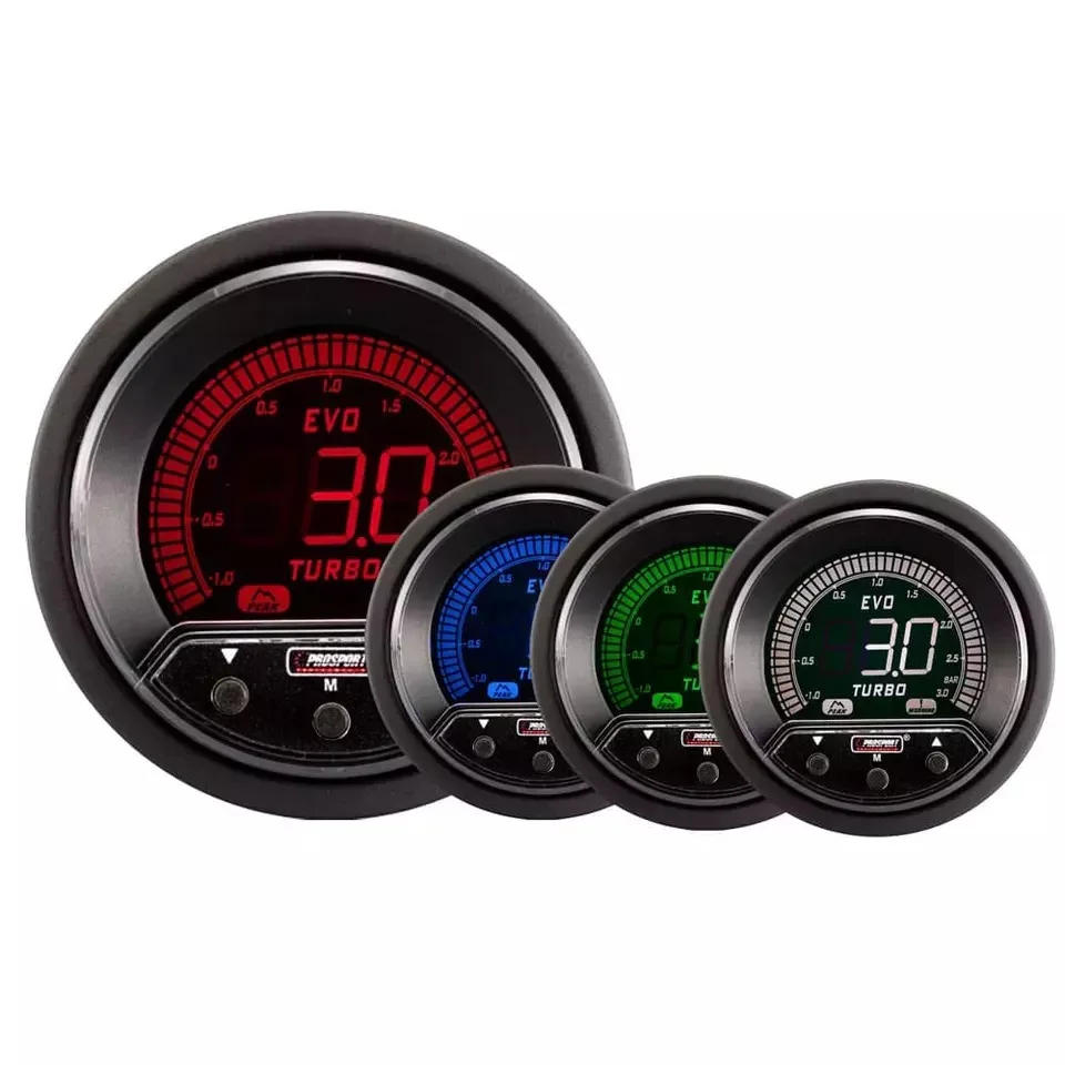 Universal Digital LCD Vehicle Cars 3BAR Set Auto Gauge EVOPK Boost Gauge 52mm Warning function
