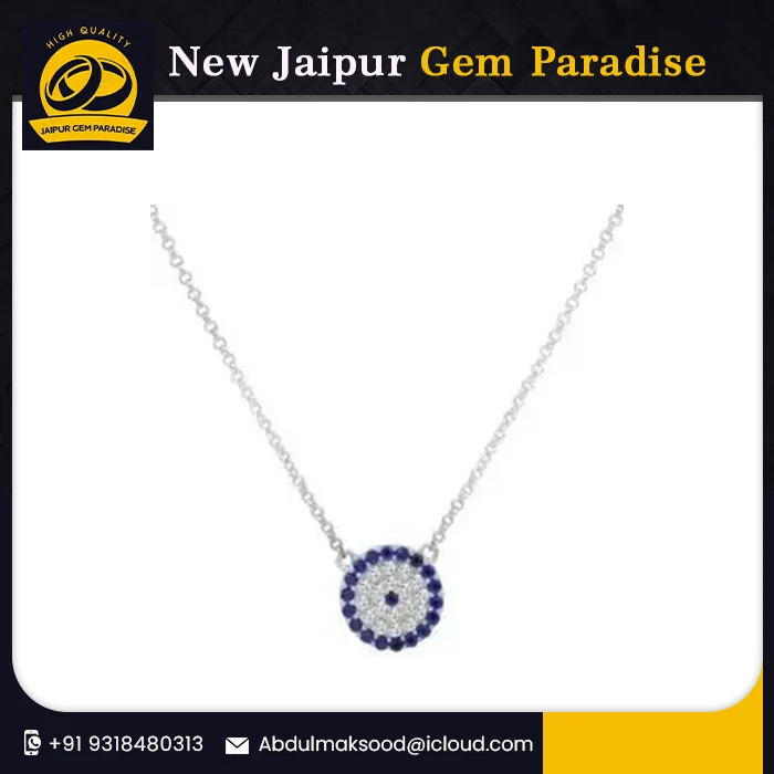 Trendy Fashionable Silver 925 Sapphire With Moissanite Diamonds Pendant Sale From Jewelry Manufacturer
