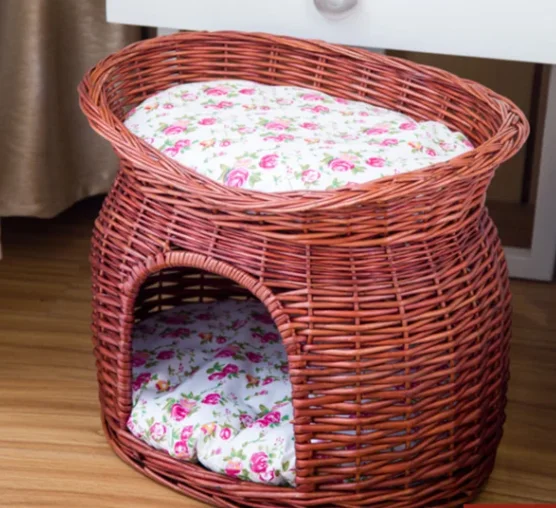 HOT PRODUCT Rattan Two Level Cat House Wicker Pet Bed Dog House Four Seasons Universal Removable and Washable