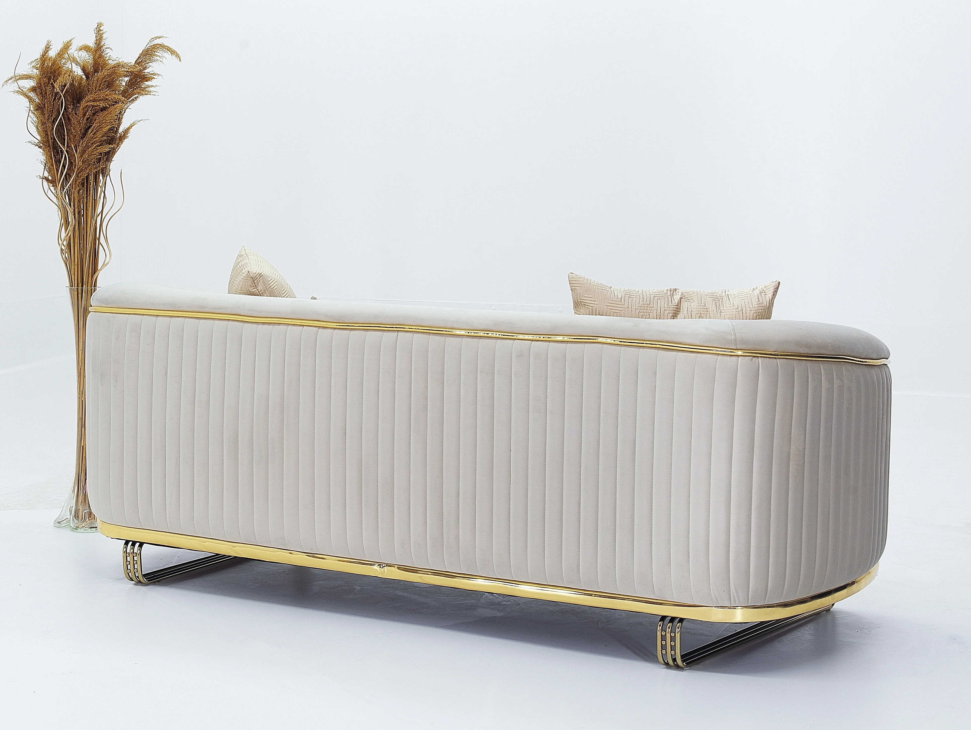 Home furniture Chesterfield Design Royal Luxury Gold foot Living Room Fabric Velvet Sofa set