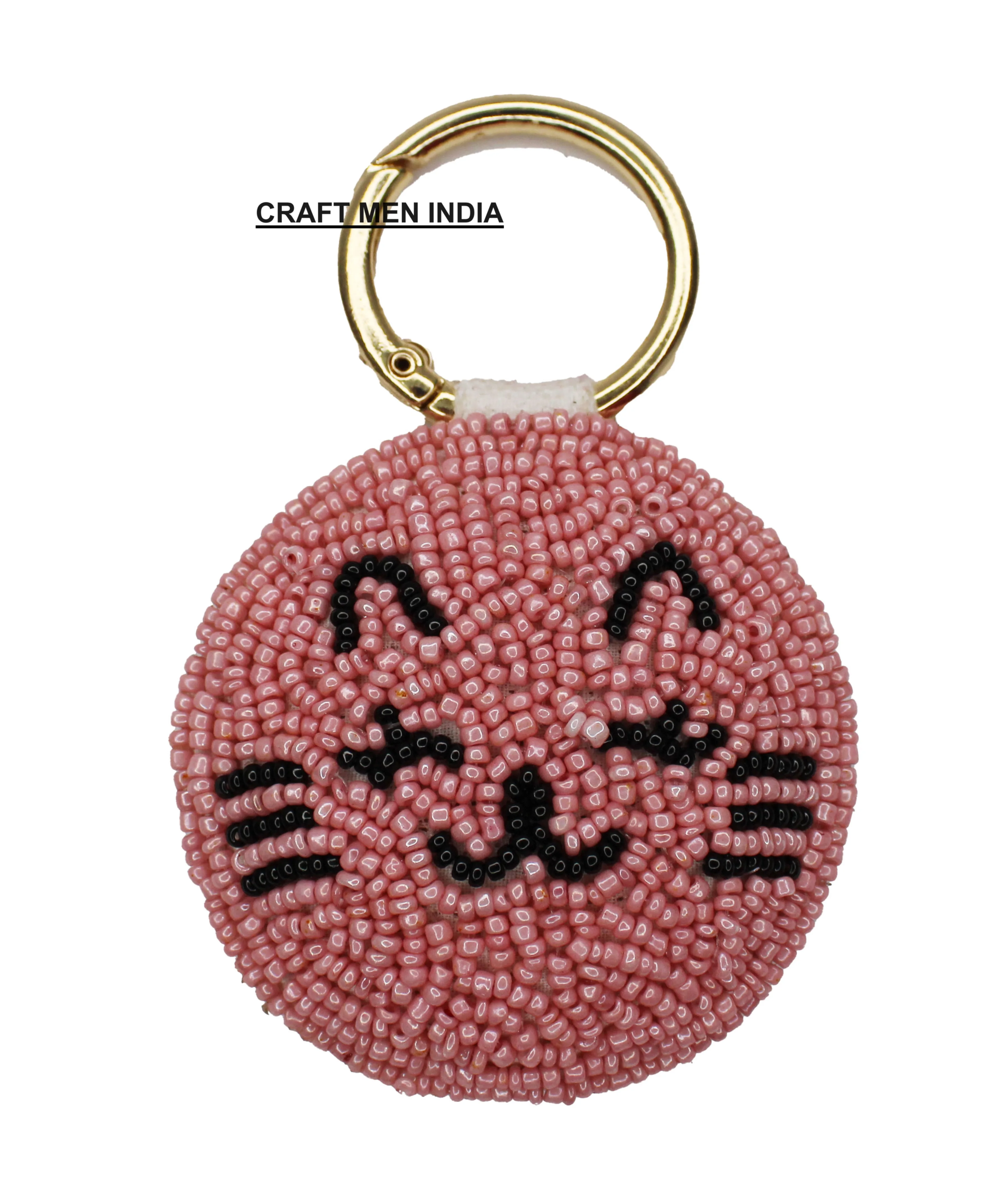 Latest Creative Hello Kitty Beaded Keychain Accessory Handmade Stainless Steel Car Pendant Bag Anime Style Fashion Promotional