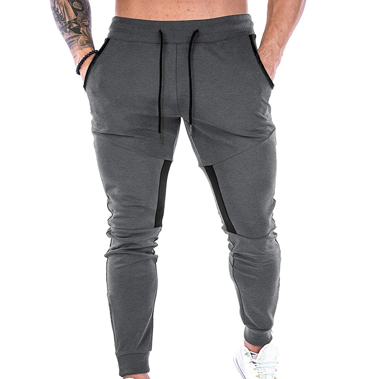 2024 Men Trouser Elastic Waist Casual Sweat Sweatpants Loose Fit Straight Leg Plain Jogger Pants best style fashion cheap price