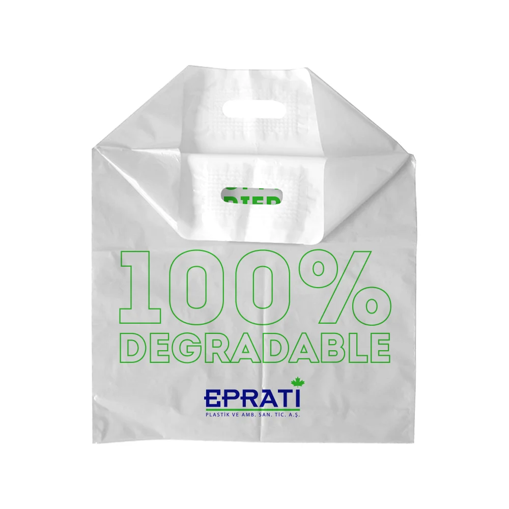 Die Cut Plastic Handle Bag Special Custom Logo Design Color Size Micron Thickness Shopping Handle Bags Biodegradable Reinforced